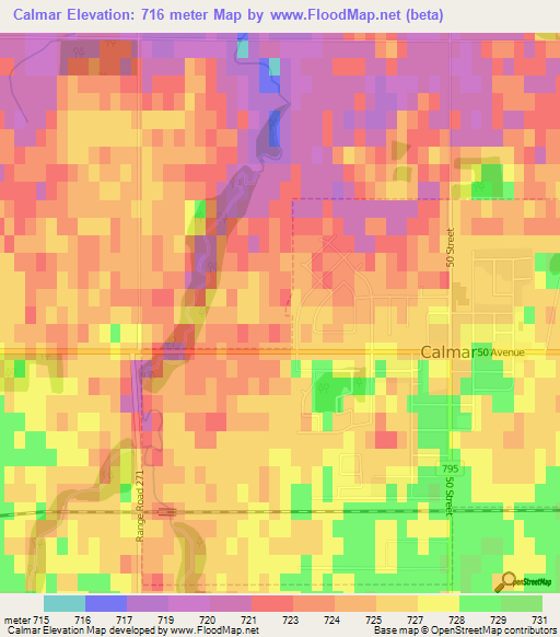 Calmar,Canada Elevation Map