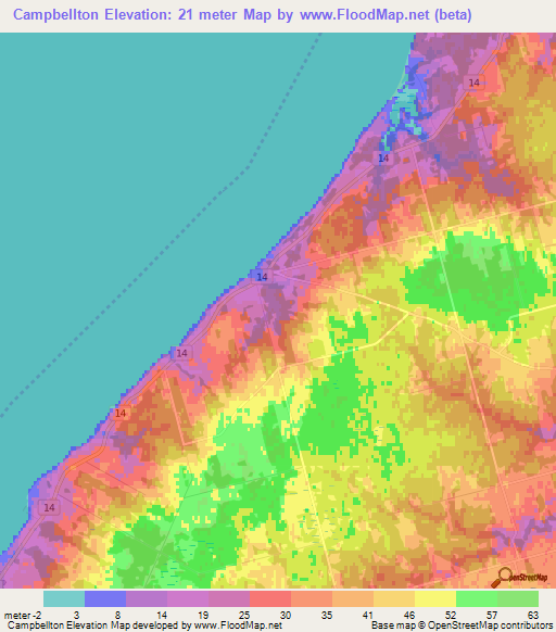 Campbellton,Canada Elevation Map