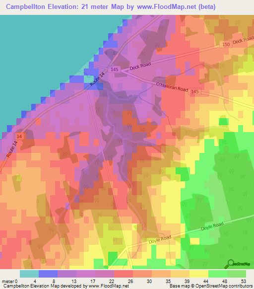 Campbellton,Canada Elevation Map