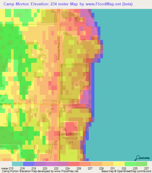 Camp Morton,Canada Elevation Map