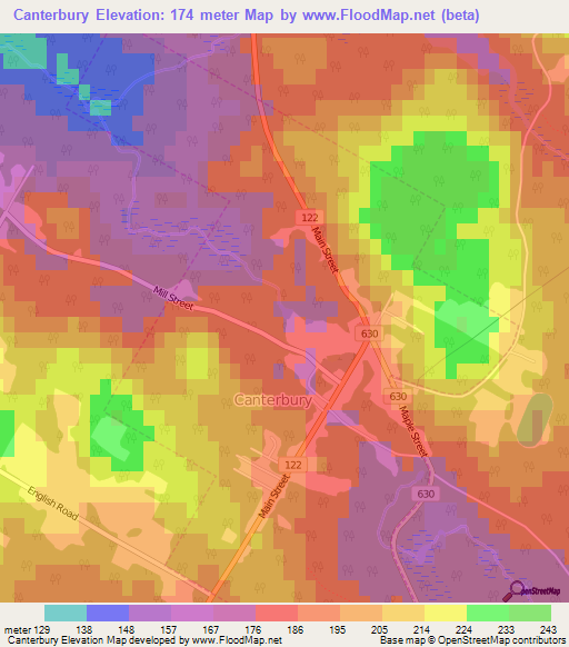 Canterbury,Canada Elevation Map