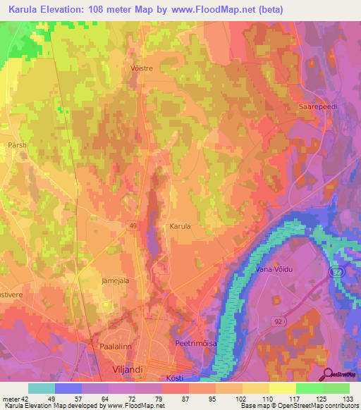 Karula,Estonia Elevation Map