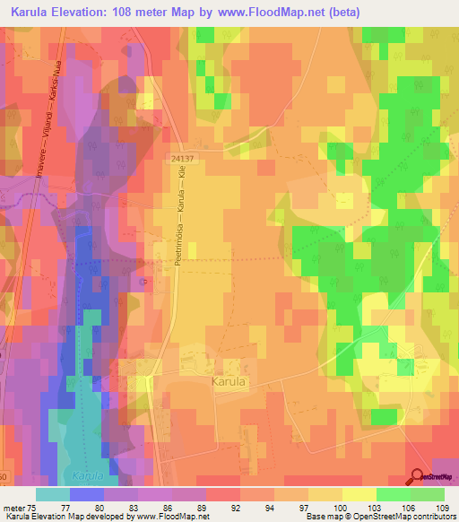 Karula,Estonia Elevation Map