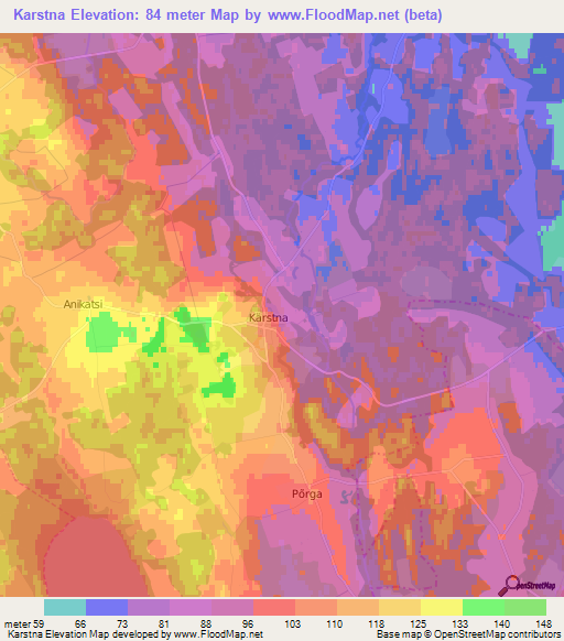 Karstna,Estonia Elevation Map