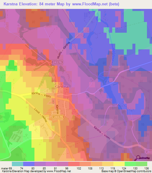 Karstna,Estonia Elevation Map