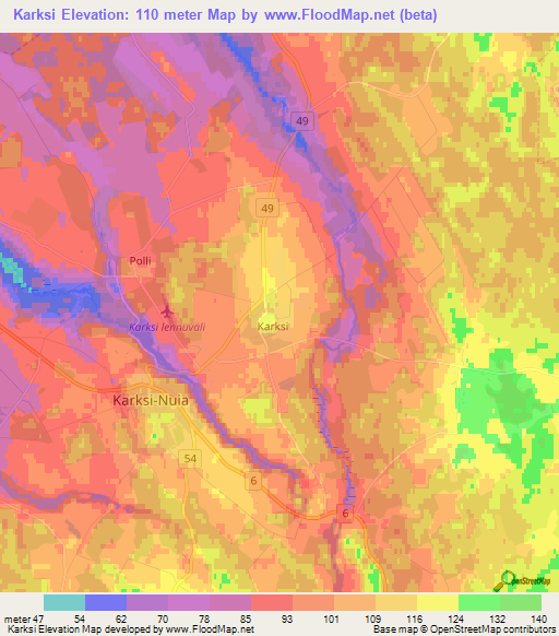 Karksi,Estonia Elevation Map