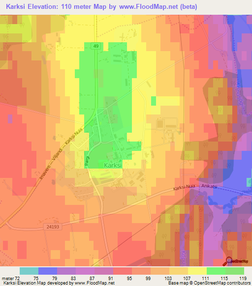 Karksi,Estonia Elevation Map