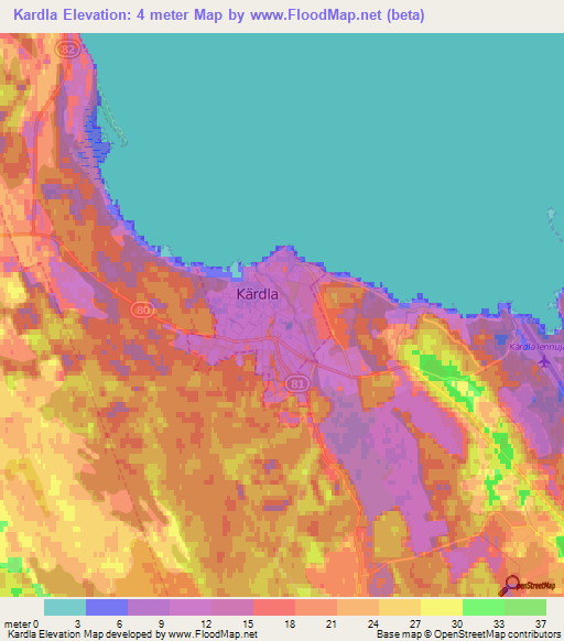 Kardla,Estonia Elevation Map