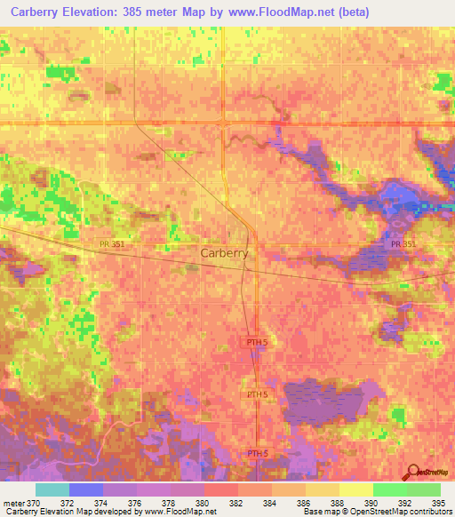 Carberry,Canada Elevation Map