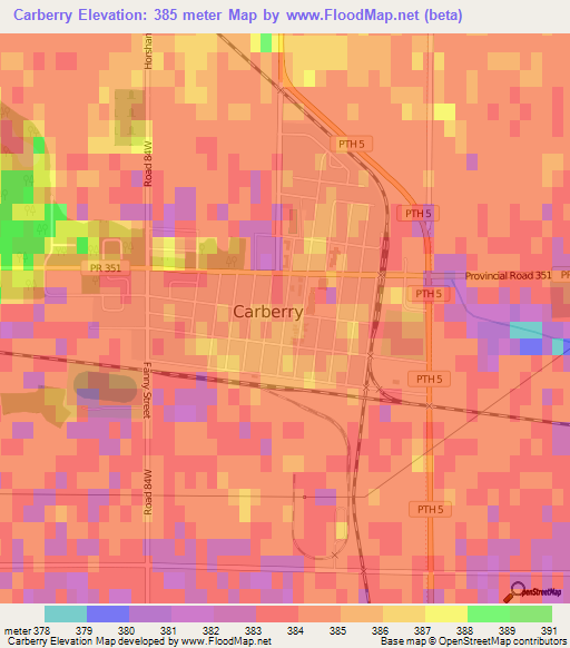 Carberry,Canada Elevation Map