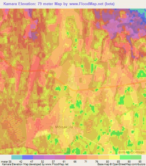 Kamara,Estonia Elevation Map