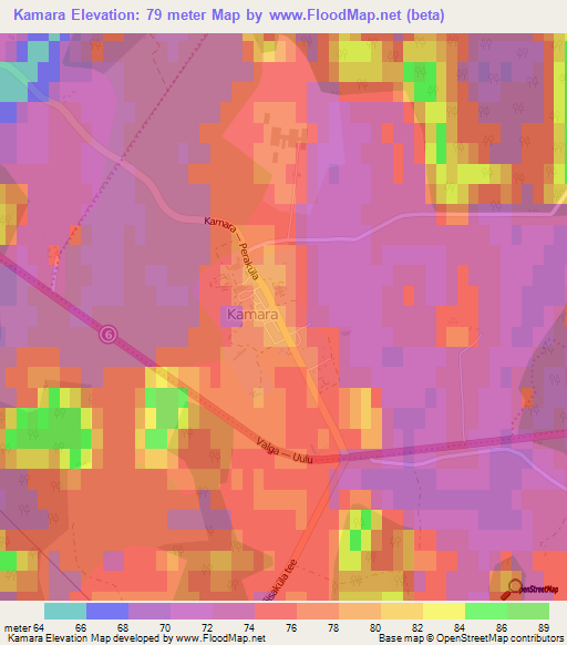 Kamara,Estonia Elevation Map