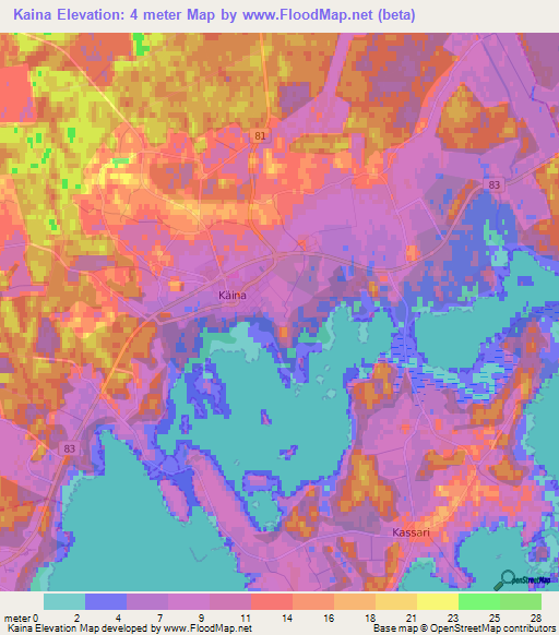 Kaina,Estonia Elevation Map