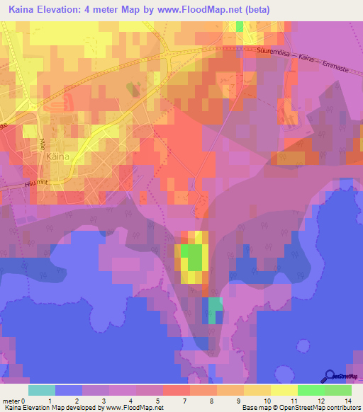 Kaina,Estonia Elevation Map