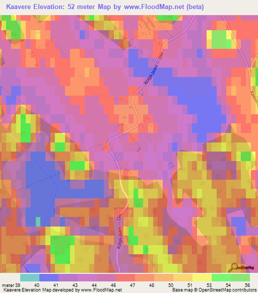 Kaavere,Estonia Elevation Map