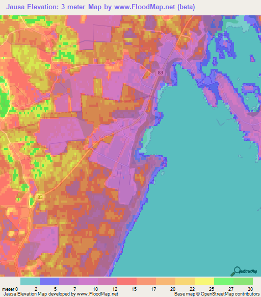 Jausa,Estonia Elevation Map