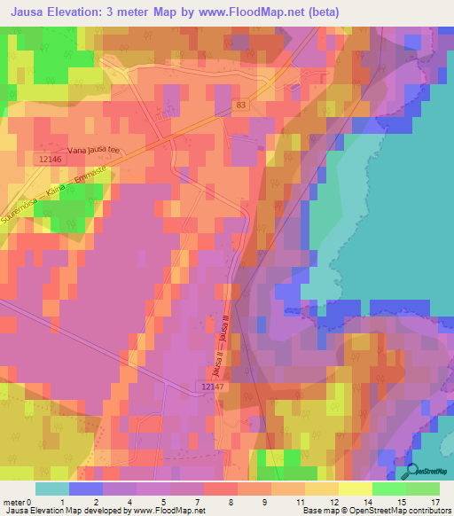 Jausa,Estonia Elevation Map