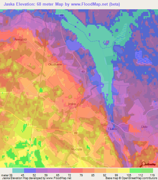 Jaska,Estonia Elevation Map