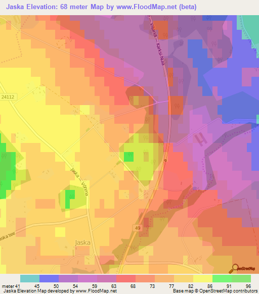 Jaska,Estonia Elevation Map