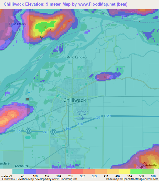 Chilliwack,Canada Elevation Map