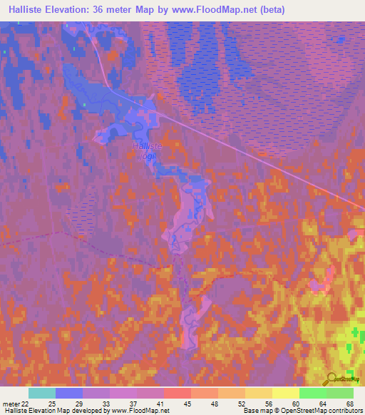 Halliste,Estonia Elevation Map