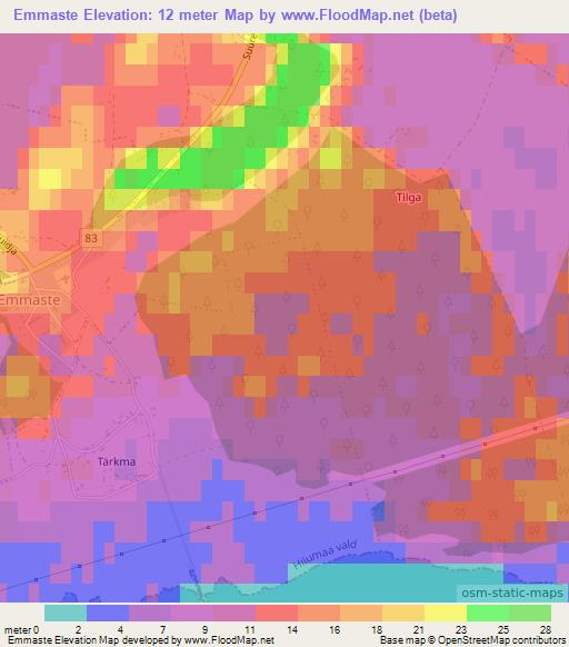 Emmaste,Estonia Elevation Map