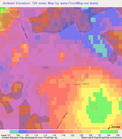 Anikatsi,Estonia Elevation Map