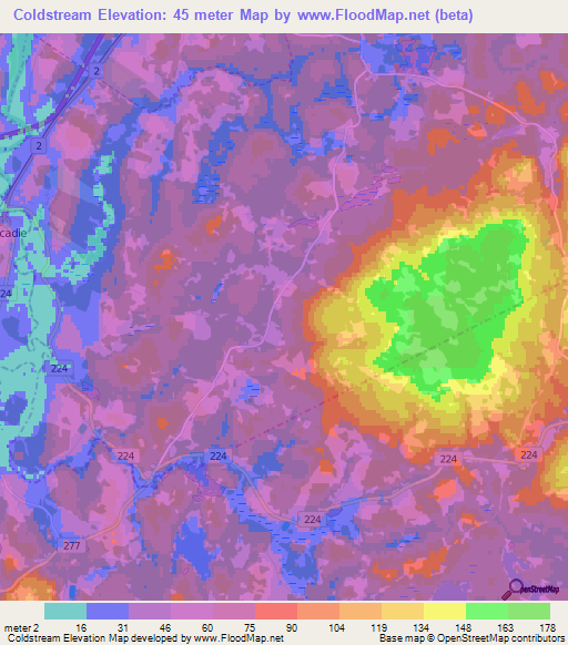 Coldstream,Canada Elevation Map