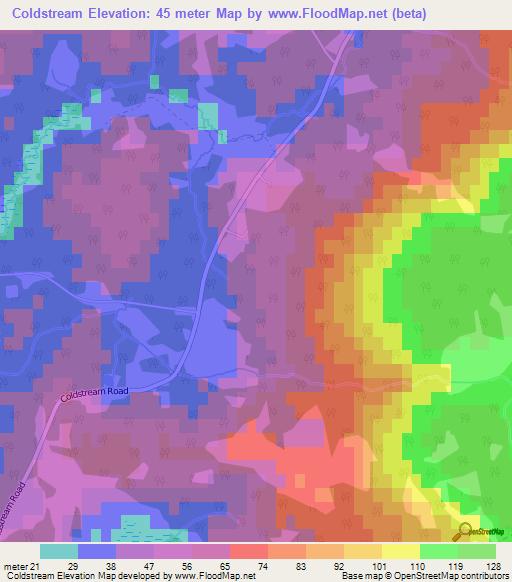 Coldstream,Canada Elevation Map