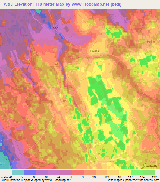 Aidu,Estonia Elevation Map