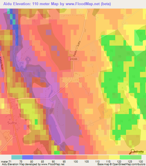 Aidu,Estonia Elevation Map