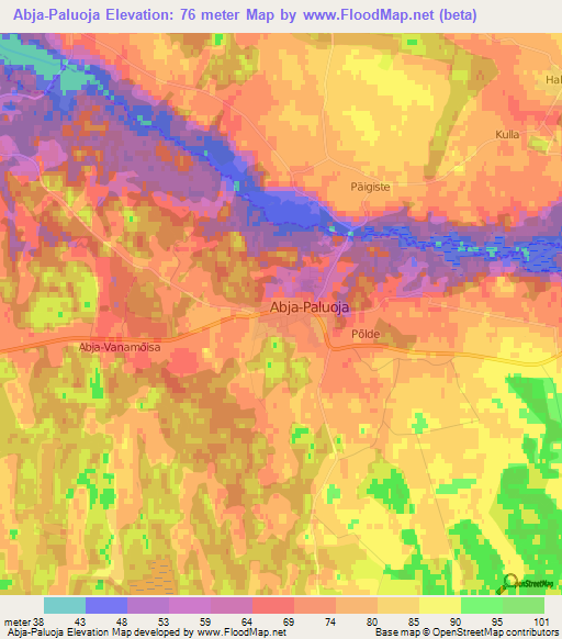 Abja-Paluoja,Estonia Elevation Map