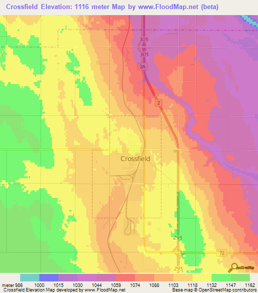 Crossfield,Canada Elevation Map