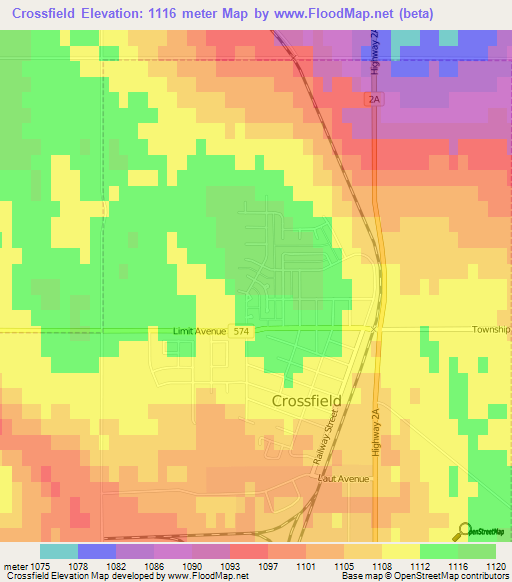 Crossfield,Canada Elevation Map