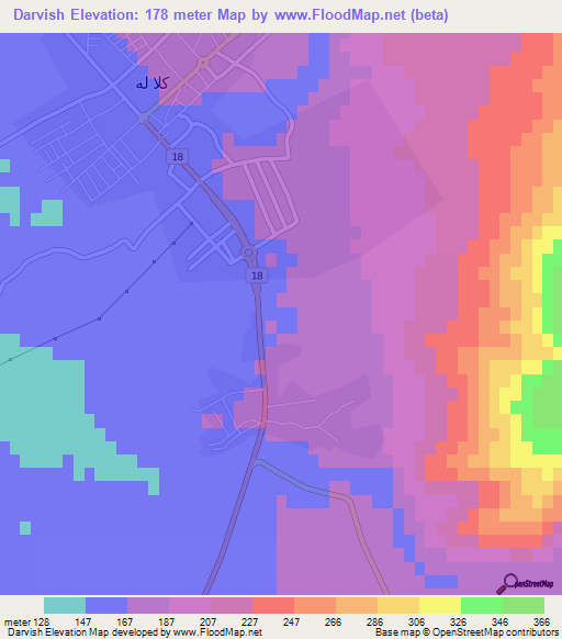 Darvish,Iran Elevation Map