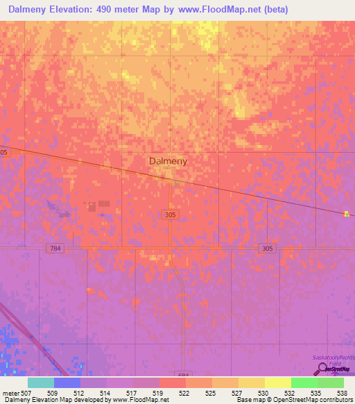 Dalmeny,Canada Elevation Map