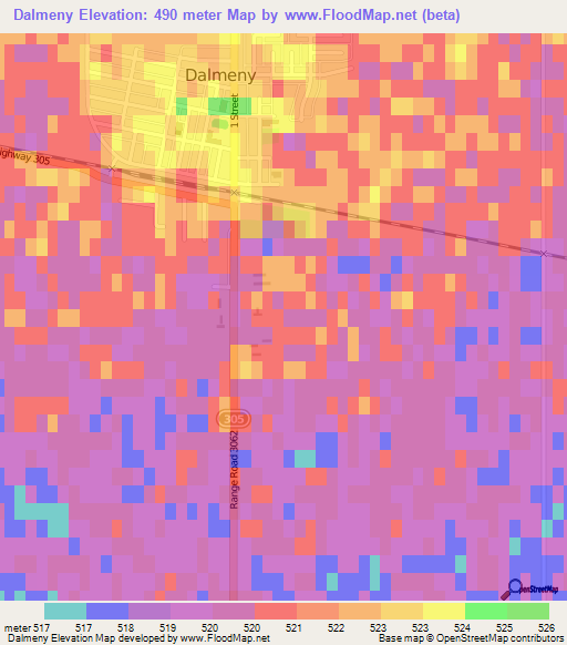 Dalmeny,Canada Elevation Map