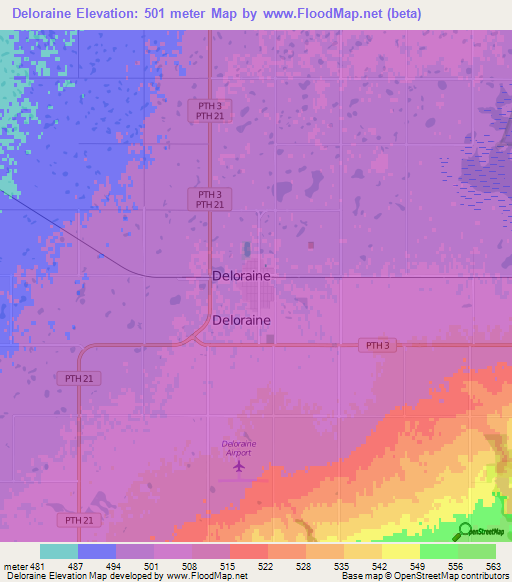 Deloraine,Canada Elevation Map