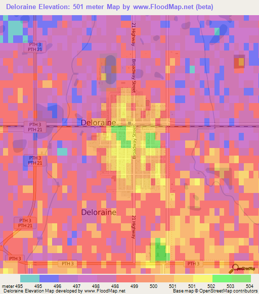 Deloraine,Canada Elevation Map