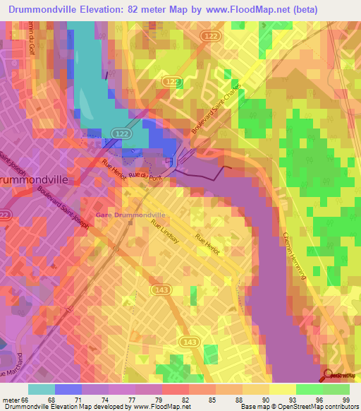 Elevation of Drummondville,Canada Elevation Map, Topography, Contour