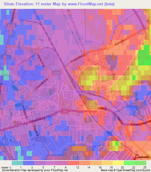 Silute,Lithuania Elevation Map