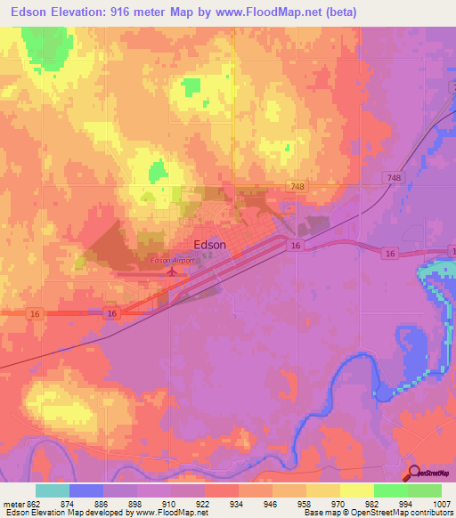 Edson,Canada Elevation Map