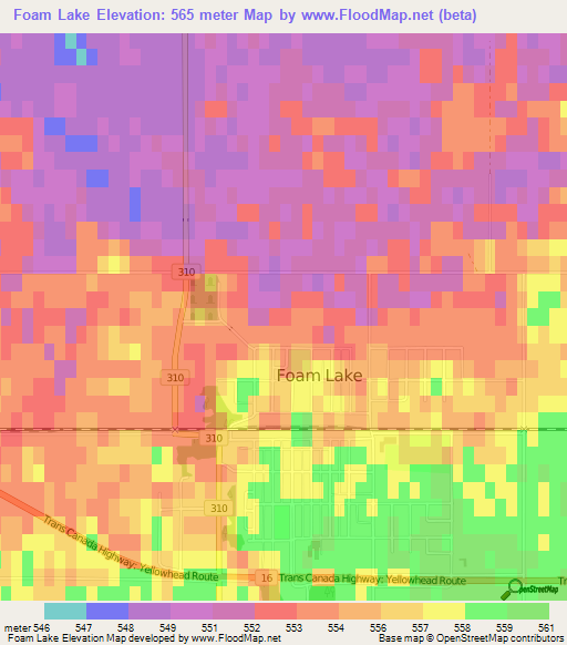 Foam Lake,Canada Elevation Map