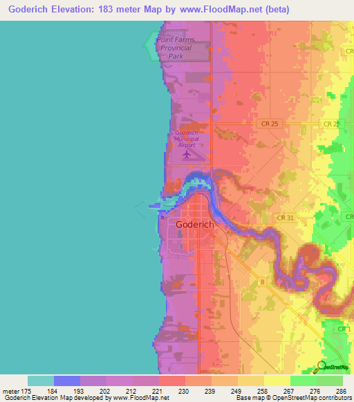 Goderich,Canada Elevation Map