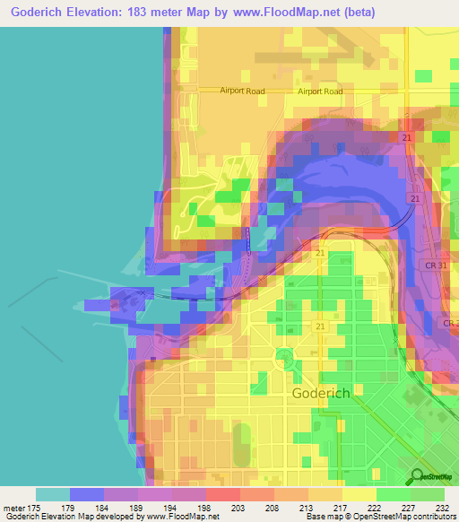 Goderich,Canada Elevation Map