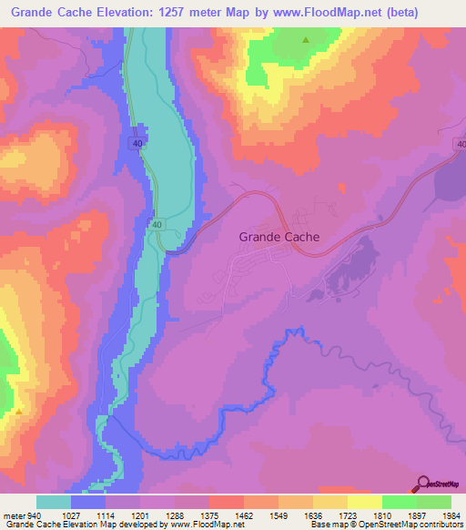 Grande Cache,Canada Elevation Map