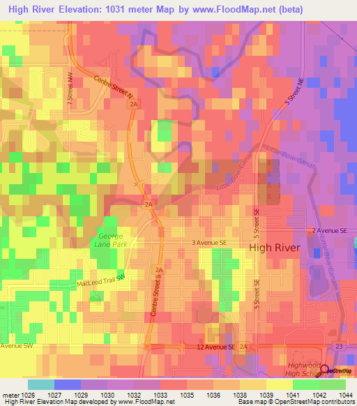 High River,Canada Elevation Map