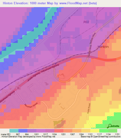 Hinton,Canada Elevation Map