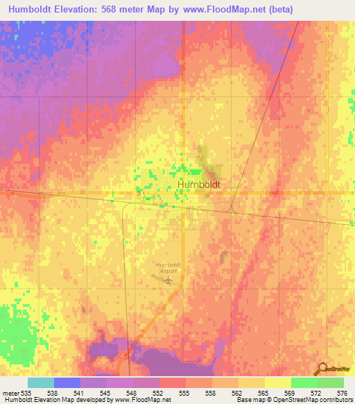 Humboldt,Canada Elevation Map