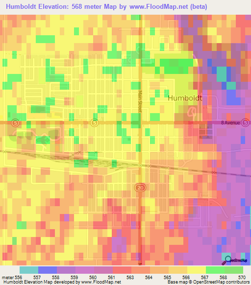 Humboldt,Canada Elevation Map